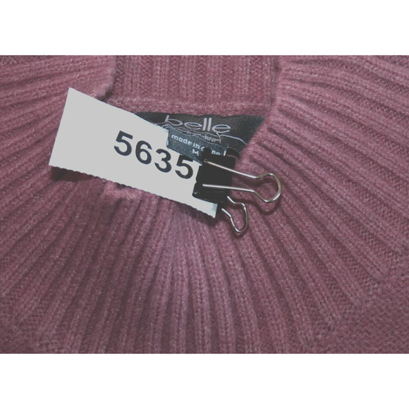 Belle Belldini Knit Sweater Womens Medium Pink Mock Neck Oversized Cable Knit - Picture 7 of 7
